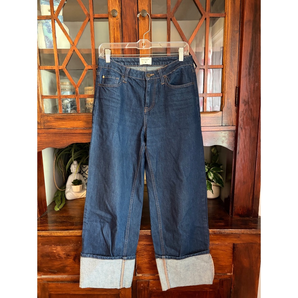 Kate Spade New York Target 4 Dark Wash Wide Leg Cuffed Jeans 100%